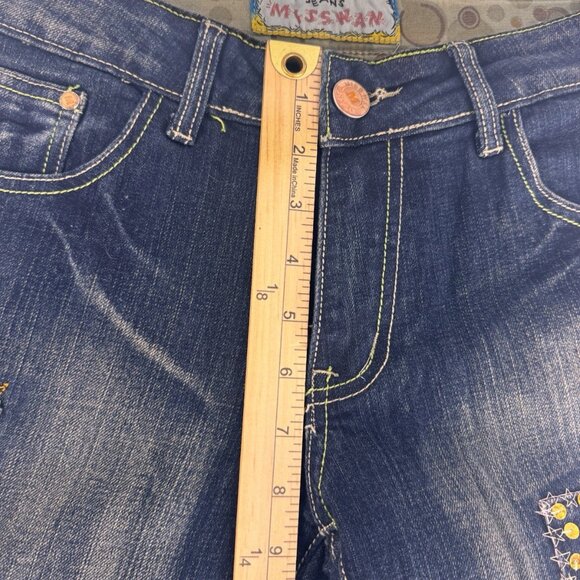 Misswan Womens Denim Jeans Embroidered Sequins Vintage Y2K US 11 - Picture 13 of 16